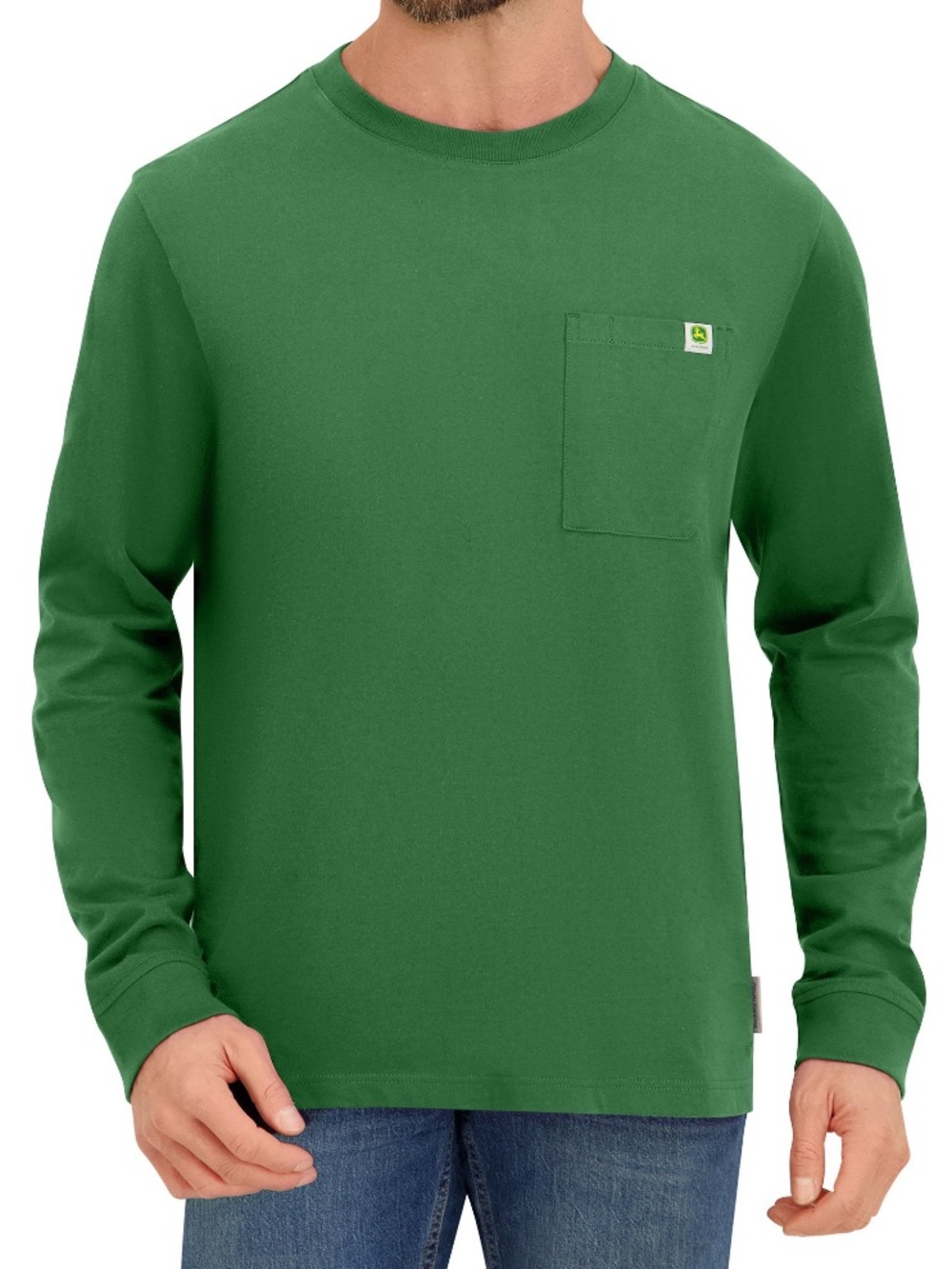 New John Deere Men's Long Sleeve Pocket Tee in Green